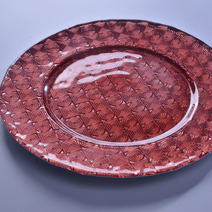 طبق زجاجي تركي عتيق للتقديم بالجملة، صحن طعام زجاجي منقوش بلون فضي - Product Image 6