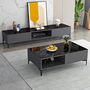 Meuble TV de luxe en <span class=keywords><strong>pierre</strong></span> frittée noir et blanc pour salon, villa, maison - Product Image 4
