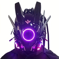 Masque Cyberpunk LED avec tresses - Design mécanique futuriste, éclairage RVB