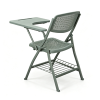 Chaise pliante en plastique économique avec tableau d'écriture, porte-livre et support pour tablette, taille personnalisée, multi-usages