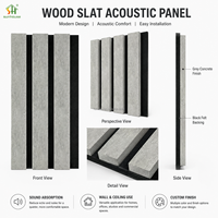 Panel Acústico Absorbente de Sonido con Listones Decorativos de Madera y Fieltro Acústico PET para Sala de Conferencias, Cine, Hotel y Oficina