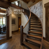 Escalier Courbé de Luxe Moderne et Artistique, Conception en Collaboration avec des Designers, Vente Directe Usine