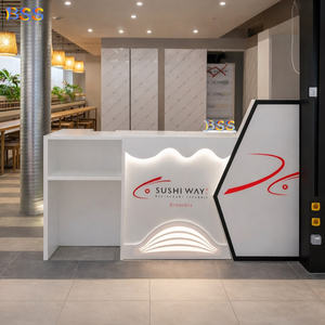 Mostrador de restaurante Mármol artificial blanco Bistro comercial Cóctel Jugo <span class=keywords><strong>Sushi</strong></span> Comida Marina Pescado Restaurante Bar Mostrador Muebles - Product Image 1