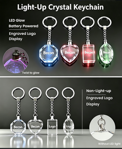 Nouveauté, cadeau promotionnel, porte-clés en cristal 3D avec lumière LED, porte-clés personnalisé avec logo de voiture, porte-clés en cristal K9 - Product Image 6