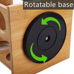Bamboo Seasoning Rack Rotating Base Wooden Lid Spice Bottle Bamboo Rack <b>Kitchen</b> Restaurant Spice Rack - Product Image 4