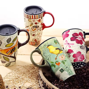 High Quality Bone China Female Large-Capacity 500ml Heat-Resisting Durable <b>Coffee</b> Mug Lid Office Breakfast Use New Style 10 Pcs - Product Image 3