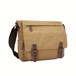 Bolsa de Mensajero de Lona Lavada de Moda Premium con Logotipo Personalizado, Versátil, para Portátil, Trabajo, Bandolera, Cierre de Cremallera, Impermeable, Ligera - Product Image 3