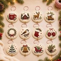 Jouets éducatifs DIY pour enfants, nouvelles décorations de Noël joyeuses et brillantes brodées à la main, décorations de pendentifs pour arbre de Noël