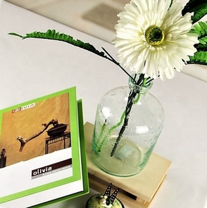 Grand <span class=keywords><strong>vase</strong></span> en verre à fleurs décoratives, bulles denses, bouteilles en verre <span class=keywords><strong>vert</strong></span> recyclé, vases bourgeon - Product Image 5