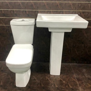 Двойной/одинарный смыв из двух частей, шкафчик для воды и цистерна, сиденье для унитаза, керамическая санитарная посуда с подставкой для умывальника, набор - Product Image 3
