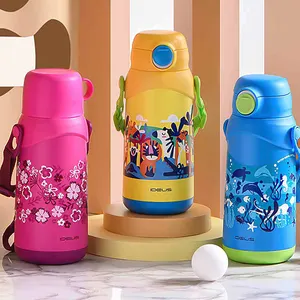 Großhandel Luxus niedlichen Flasche 3 Deckel Kind Thermoskanne isoliert doppelwandige Edelstahl Baby Yoga Wasser flasche mit Tasche