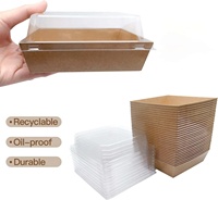 Boîte d'emballage jetable en papier pour sandwichs, boîte alimentaire en papier kraft pour hot-dogs et sushis avec couvercle transparent – Vente en gros