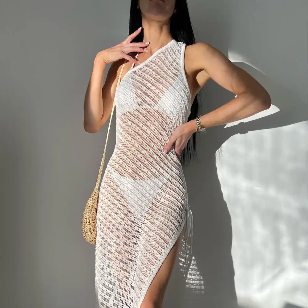 Đồ Bơi Mới 2023 Đầm Đi Biển Đầm Maxi Dệt Kim Áo Choàng Bikini Khoét Lỗ Cho Nữ