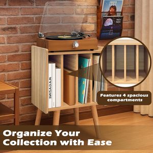 Meuble CD moderne du milieu du siècle en noyer avec table de rangement pour vinyles et 3 étagères pour 100 disques, mobilier de maison pour salon - Product Image 5
