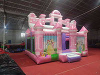 Château Gonflable Princesse Rose Combo Aire de Jeux Gonflable Maison de Rebond Sauterelle Certifiée CE Légère