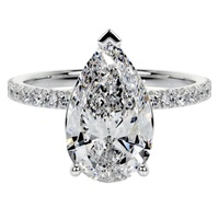 Bague de fiançailles solitaire en diamant de laboratoire taille poire 1 carat, pavé, pointe en V, or massif 14K/18K, couleur DEF, certifiée IGI, personnalisée CVD/HPHT