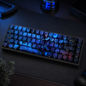 Ensemble de touches personnalisées <span class=keywords><strong>LOL</strong></span> Midnight Ahri 68 touches en PBT avec impression par sublimation latérale, profil Cherry pour clavier mécanique de jeu - Product Image 1