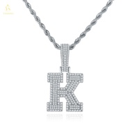 Collier en argent 925 avec pendentif personnalisé en moissanite, initiale en majuscule, pendentif de nom unisexe, bijoux personnalisés