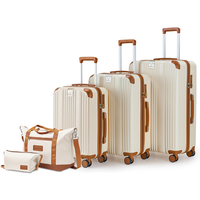 Ensemble de 5 valises rigides en PC durables, 20/24/28 pouces, grande capacité, extensibles, avec serrure TSA, roues silencieuses, poignée télescopique en alliage
