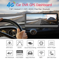 Caméra de recul de voiture avec écran rétroviseur 7,84 pouces 4G BT double objectif avec navigation GPS, boîte noire de voiture GPS double caméra 8 pouces, enregistreur vidéo