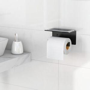 Support mural pratique à un niveau sans perçage pour papier toilette et téléphone portable, en plastique, pour salon moderne - Product Image 2