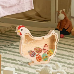 Salvadanaio in legno a forma di gallina - Product Image 6
