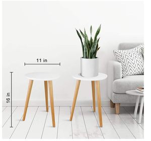 Supporto <span class=keywords><strong>per</strong></span> Piante da Interno in Legno Stile Mid-Century Moderno, Tavolino Alto <span class=keywords><strong>per</strong></span> Vasi di Fiori, Tavolino Rotondo Piccolo - Product Image 2