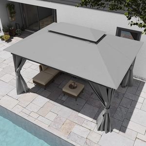 Gazebo de jardin en aluminium avec revêtement en poudre, 10'x13', avec boulons d'extension, tente de fête et abri robuste avec toits doubles - Product Image 6