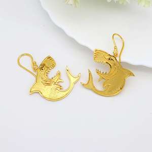 Fashionable Sea Shark Brass Drop <b>Earring</b> 18k <b>Gold</b> Plated Statement Animal Women Fashion jewelry Gothic <b>Dangle</b> Wholesale <b>Earring</b> - Product Image 2