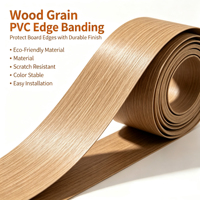 Bande de chant PVC écologique à grain de bois personnalisable pour placages de meubles, ruban de finition pour armoires, fournie directement par l'usine