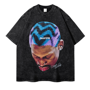 Vente en gros de streetwear personnalisé avec logo, impression de portrait, 100% coton, écologique, unisexe, lourd, pour homme, délavé à l'acide, respirant - Product Image 1