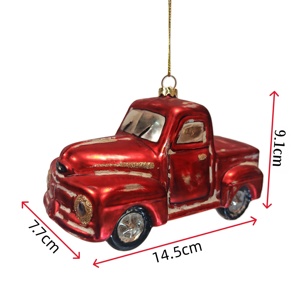 Decorazione Natalizia in Vetro a Forma di Pickup e Trattore Vintage Rosso, Ornamento da Appendere, Regalo Festivo a Prezzo di Fabbrica - Product Image 2