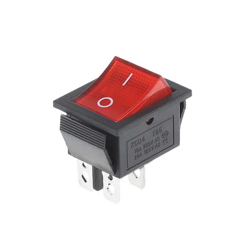 KCD4-201 4 Pins On Off 2 Position DPST Rocker Switch With Light
