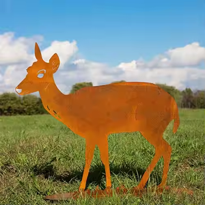 Ornements de jardin en acier corten rouillé de style Art déco moderne, résistants aux intempéries, dimensions personnalisables, art métallique pour usage intérieur/extérieur - Product Image 2