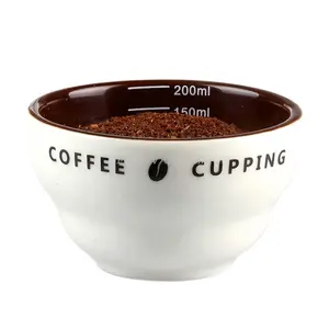 カスタムロゴSCAAプロ磁器コーヒーカッピングカップQ字型200mlエスプレッソセラミックコーヒー計量ボウル