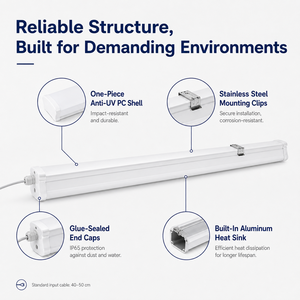 Lumière LED Triproof Dimmable DALI 0-10V IP65 IK08 pour entrepôt, parking, garage, éclairage <span class=keywords><strong>industriel</strong></span> - Product Image 4