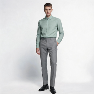 Chemise Verte Linéaire <span class=keywords><strong>Vert</strong></span> Menthe Col Standard Coupe Slim Sans Logo sur la Poitrine Poignets Repliés Chroma Discrète Calme Architectural Sans Coutures - Product Image 2