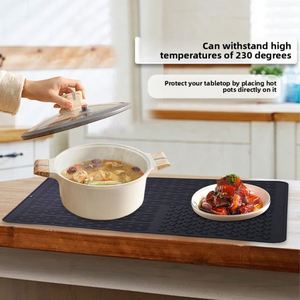Cross-border Bestseller <b>Large</b> square Kitchen Silicone Draining <b>Mat</b> Dish-drying Pad Non-slip Solid Color Multi-use Heat-resistant - Product Image 3