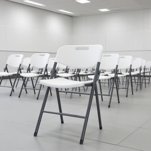 כיסאות גינה מתקפלים מודרניים לבנים מ-HDPE, ניידים וקלים, לשימוש חיצוני, לפארק, לאירועים, לחתונות ומסיבות. - Product Image 6