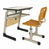 Ensemble bureau et chaise d'écolier moderne personnalisé, réglable, pour une seule personne, avec panier à livres et structure métallique