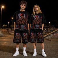 Nouvel ensemble de t-shirts de sport 100 % coton imprimé, style hip-hop, séchage rapide, respirant et anti-transpiration pour le fitness et la course à pied