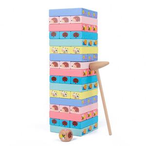 Jeu de société familial en bois classique : Jeu de blocs en bois original pour empiler et construire une tour, stimulant les capacités sensorielles et le divertissement - Product Image 6