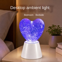 Lampe à sable mouvant en forme de cœur, alimentée par USB, avec projection LED à changement de couleur, veilleuse d'ambiance de luxe pour chevet et bureau