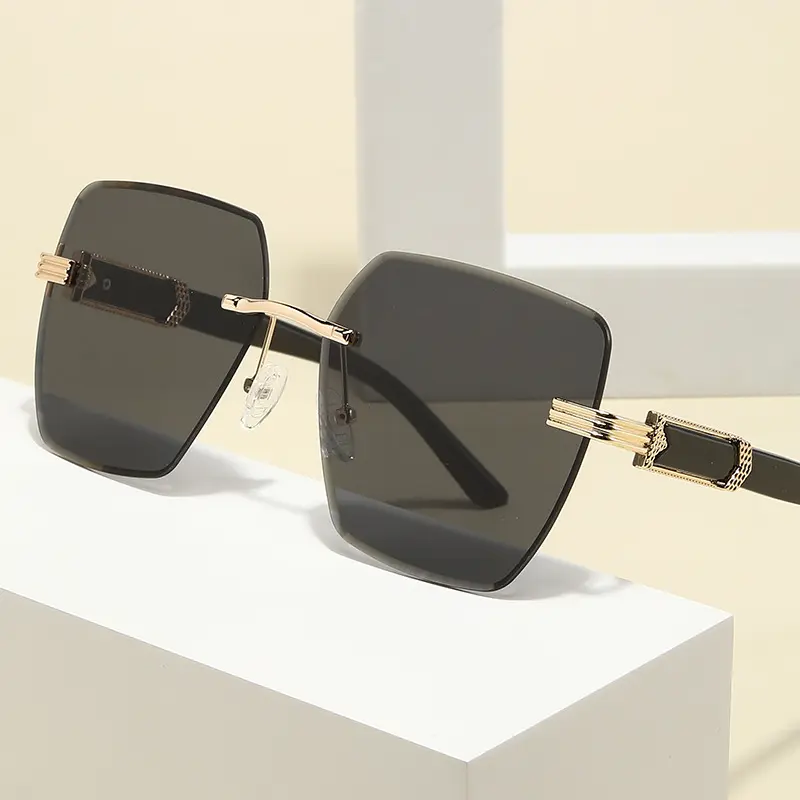 Lunettes classiques élégant marque de luxe cadre en métal forme irrégulière pour lunettes de soleil Semi sans monture hommes Original Mmen glassesGlasses