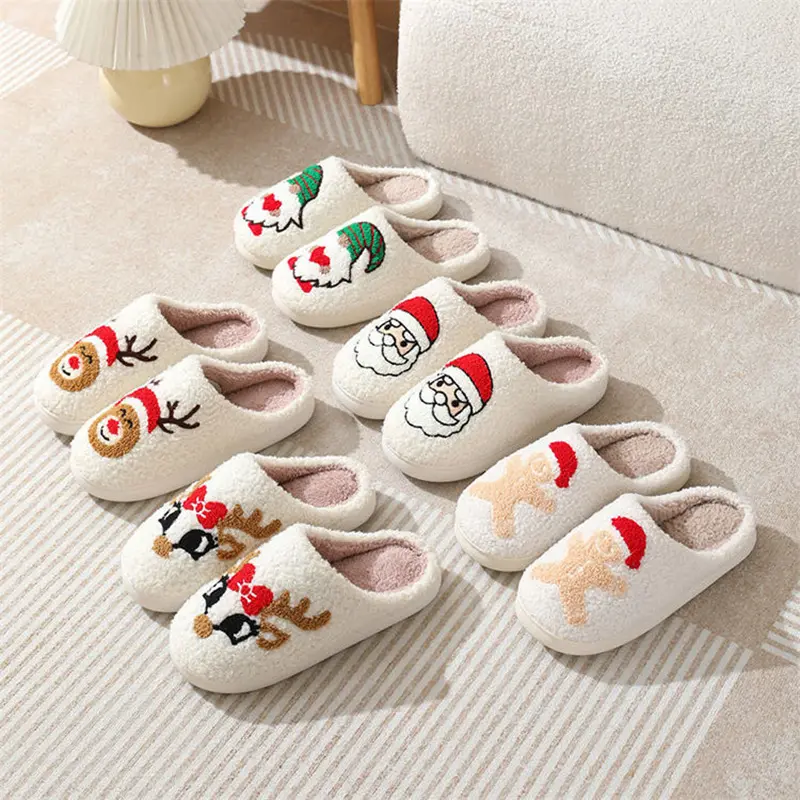 Junzhu fluffy fruits strawberry cherry mushroom clock smile face happy face love heart bunny easter home slippers for women men