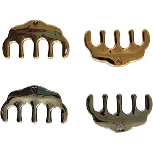 Peigne de massage du cuir chevelu en alliage de zinc doré de haute qualité, peigne à dents larges - Product Image 1