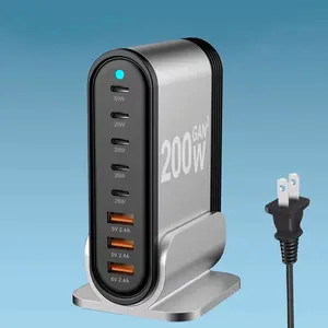 Dropshipping Product 2024 Multifunction Power Bank Outdoor Station 200W Alloy Wall Charger For iphone For Xiaomi For Samsung Qi