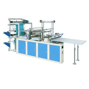 Double-layer Four Lines Flat Open Bottom Sealing Cold Cutting LDPE HDPE PE Polyethylene plastic Shopping bag making machine