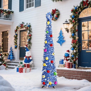 Magnifique sapin de Noël bleu avec des accents de flocons de neige et une installation simple, parfait pour les maisons et les bureaux - Product Image 5