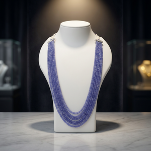 Natural Tanzanite Faceted Beads Multi-Strand <b>Necklace</b> Premium <b>Blue</b> Violet Gemstone Jewelry by KD GEMS & JEWELLERY - Product Image 3